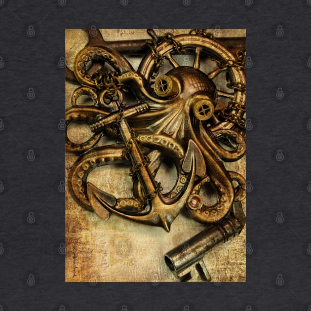 Vintage anchor and octopus steampunk by CatCoconut-Art